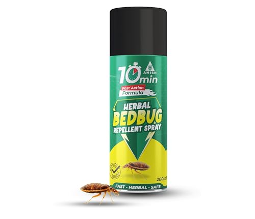 Image of Amish Herbal Bedbug Spray 200ml | Powerful Bed Bugs Repel Spray for Bed, Mattress & Furniture | Organic Khatmal Repellent for Home | Odorless Herbal Pest Control