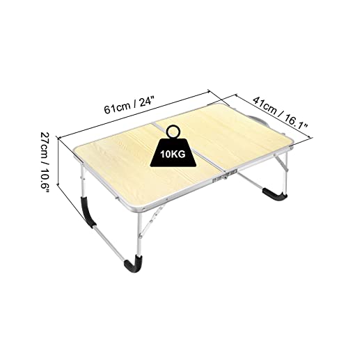 PATIKIL Foldable Laptop Table, Portable Lap Desk Picnic Bed Tray Tables Snacks Reading Working Desks for Bed Sofa Wood Color - Image 2