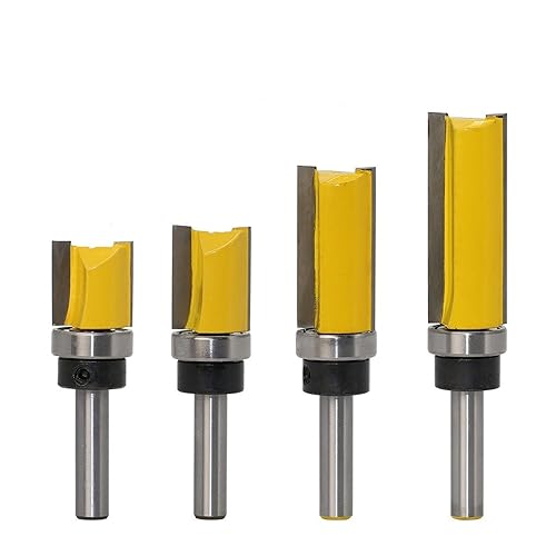 Fraise pour mortaisage et charnière sur bois : lot de 4 outils à affleurer tige 8 mm