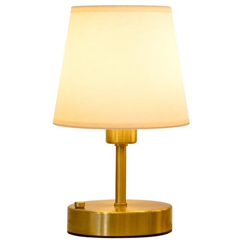 Eppiebasic Small Cordless Table Lamp, 5200Mah Battery Operated Rechargeable Lamp, Gold Fabric Shade, 2700K Warm White For Living Room, Gift For Family And Friends-image