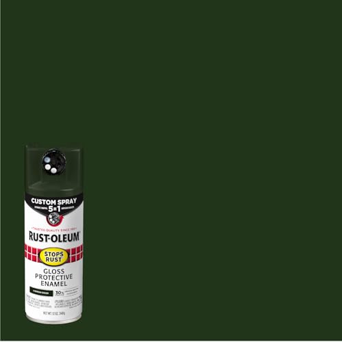 Image of Rust-Oleum Stops Rust Custom 5-in-1 Spray Paint, Gloss Cypress | Rust Preventive Enamel, Multi Surface (Metal, Wood and More), Adjustable Dial for Better Control, Fast Dry, Comfort Tip