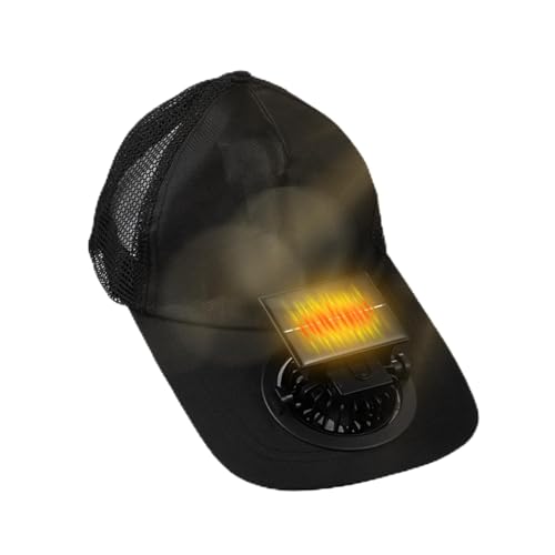 Sombrero De Sol De Béisbol – Cubierta De Ventilador Solar Portátil Gorra Al Aire Libre Ajustable De 3 Velocidades | Jardín Viaje Camping Senderismo Correr Ciclismo Caminar, Negro
