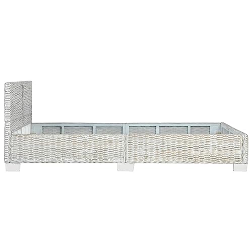 Betten & Bettrahmen Bettgestell Grau Natur Rattan 140x200 cm Möbel – Bild 6