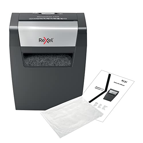 Rexel 2104569EU Momentum X406 - Destructeur de Documents Coupe Croisée Sécurité P4, Capacité 6 Feuilles, Corbeille 15 litres Amovible