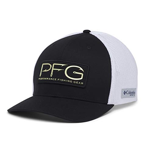 Columbia Unisex PFG Mesh Ball Cap XXL, Black/PFG Hook Patch, One Size