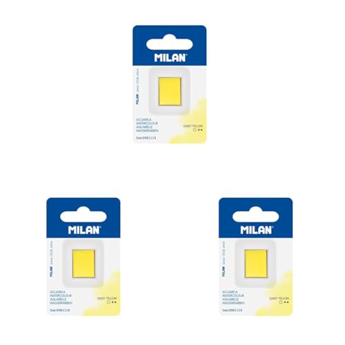 MILAN® Recambio de acuarela en formato de medio godet, amarillo margarita (Paquete de 3)