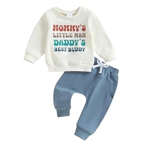 Toddler Baby Boy Fall Winter Clothes Mamas Little Boy Outfit Letter Long Sleeve Sweatshirts and Jogger Pants Set