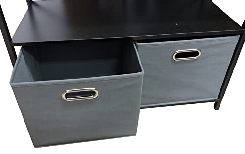 Deco2 Bookcase 5 Tier,Storage Cabinet, 5-Tier Storage Rack With Shelves And Fabric Drawers, Industrial Bookshelf In Living Room, Study, Bedroom (Black)  #TOP3