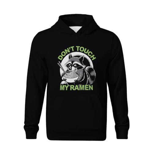 Kids Funny Japanese Noodle Ramen Racoon Retro Boys Girls Lightweight Kangaroo Pocket Fleece Hoodies2