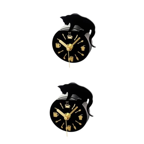 Garneck 2 Pièces réfrigérateur Stickers pilles AA Pendule Cuisine Pendule de Cuisine Multifonction Horloge Minou pointeuse horaire Mode Aimant de...