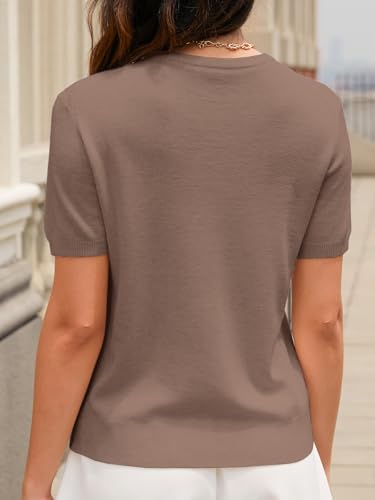Image of DAIMIDY Women's Short Sleeve Sweaters Lightweight Summer Sweater Casual Knit Pullover Tops
