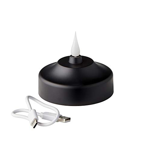 Kooduu Vela LED brillante, luz de vela recargable, llama parpadeante, muy realista, hasta 70 horas de luz, carga mediante USB, 9,4 cm de diámetro