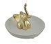 kmp 4.29" Gold Plated Elephant White Ceramic Jewelry Dish Ring Holder