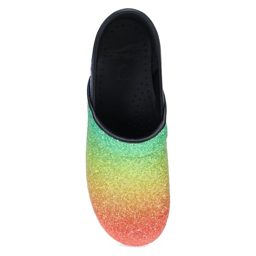 Image of Dansko Professional Glitter Slip-On Clogs for Women - Rocker Sole and Arch Support for Comfort - Shiny and Stylish Glitter Uppers