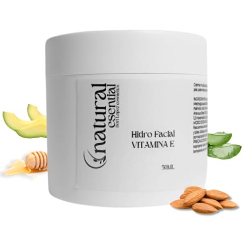 Crema Hidro Facial Vitamina E | Crema Hidratante Facial | Tamaño 50ml | Especial Sesiones Maderoterapia | 100% Natural Puro | Crema Sin Alérgenos | Alisa, Repara y Rejuvenece la piel