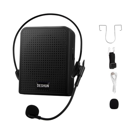 DESHUN Voice Amplifier,Portable Microphone and Speaker,Rechargeable Wired Microphone, Suitable for...