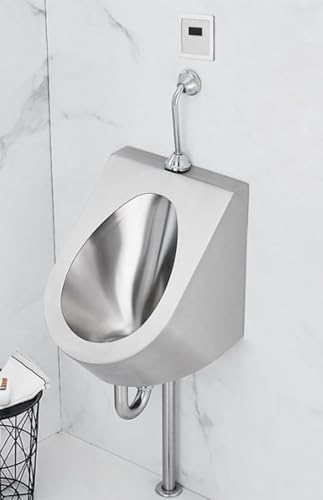 OTQEFTN 304 Stainless Steel Urinal,Wall-Mounted Integrated Induction Urinal,Family Bathroom Toilet,Wall Mounted Sensor Urinal,Men's Urinal, for Shopping Mall,Hotel,GroundRow