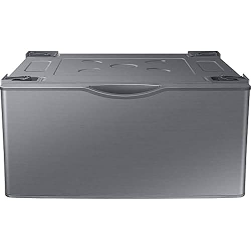 SAMSUNG 27-Inch Washer Dryer Pedestal Stand w/ Pull Out Laundry Storage Drawer, Stainless Steel, WE402NP/A3, Platinum