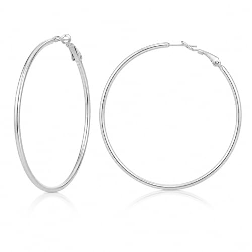 TIZU Stainless Steel Hypoallergenic Hoop Earrings 70mm Metal Type Womens Earring for Birthdays Mothers Day Christmas Gifts