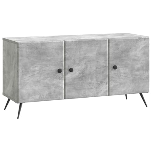 Gecheer Meuble TV Design Gris Béton - Stockage Généreux, Support Stable pour Écrans jusqu'à 60 kg, Assemblage Facile, Para Salons Modernes