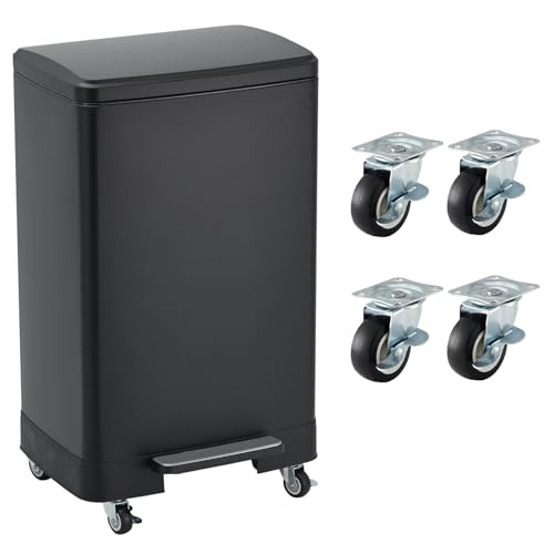 Caneca de basura rectangular de acero inoxidable 60 L con ruedas miniatura 4