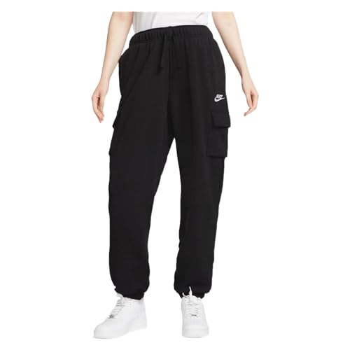 Image of NIKE DQ5196-010 W NSW Club FLC MR Pant Cargo Pants Women's Black/White Size 2XL-T