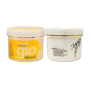 D Tan Facial Cleanser 250G with Instant Glo Bleach 200G for Glowing & Smooth Skin