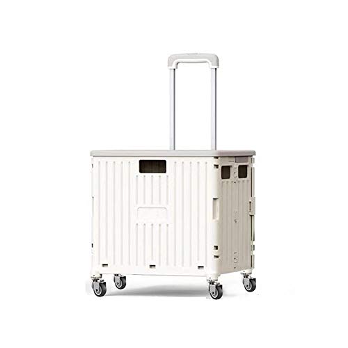 Panier d'épicerie, Chariot Pliant, Chariot de Courses d'escaliers, Chariot, Chariot d'épicerie, Caddie, Blanc-Quatre Roues 45L Cover
