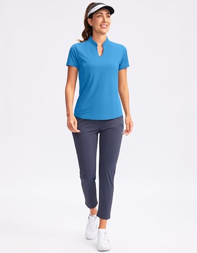 Image of Obla Women's Golf Polo Shirt V-Neck Short Sleeve Collarless Quick Dry Tennis Running T Shirt Golf Tops for Women