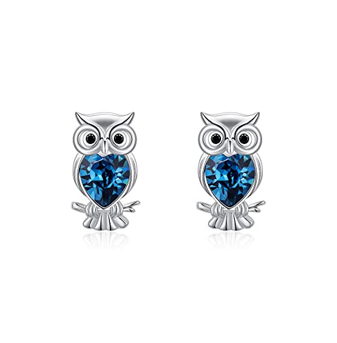AOBOCO 925 Sterling Silver Panda/Koala/Owl/Turtle/Crab/Giraffe/Sloth Cute Animal Stud Earrings, Embellished with Crystals from Austria