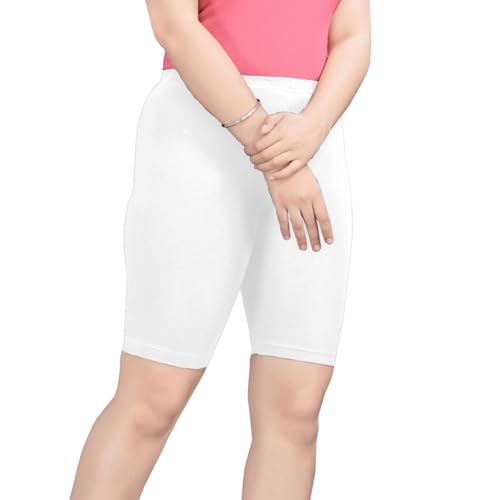 Image of Cycling Shorts for Women's - High Waist Knee Length Inner Shorts | Super Combed Cotton Stretch | Breathable & Comfortable for Workouts, Casual, Nightwear & Everyday Use