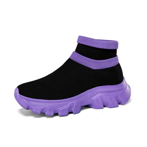 Breathable Knitted Casual Chunky Sock Sneakers for Men Lightweight Slip On Short Ankle Trainers with 2 Inch Height Increase for Daily Wear Street Style