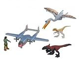Coffret dinosaure Jurassic World - Combat adrenaline : 3 dinosaures, 1 avion et 1 figure .