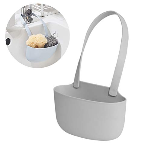 Soporte de Fregadero Organizador de Cocina, Soporte de Esponja Colgante con Caddy, Gris