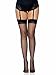 Leg Avenue Women's Sheer Lace Top Thigh High Stockings with Backseam, Black, One Size