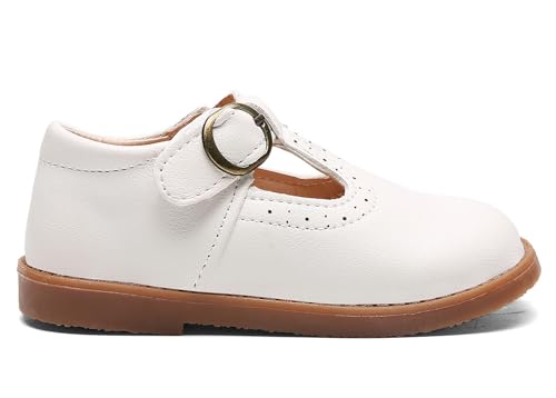 Dadawen Girl'S Classic Mary Jane School Uniform Shoes Flat Dress Shoes White Us Size 10 M Toddler thumb #4