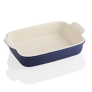 Sweejar ceramic baking dish casserole dish for oven 9×13 inch rectangular lasagna pan deep bakeware with handles for cooking dinner kitchen banquet and daily use navy  urban country home decor
