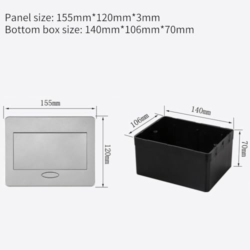 Hilitand 2 Outlets Up Floor Electrical Outlet Recessed Hidden Countertop Socket Floor Outlet Covers Box for Home Office