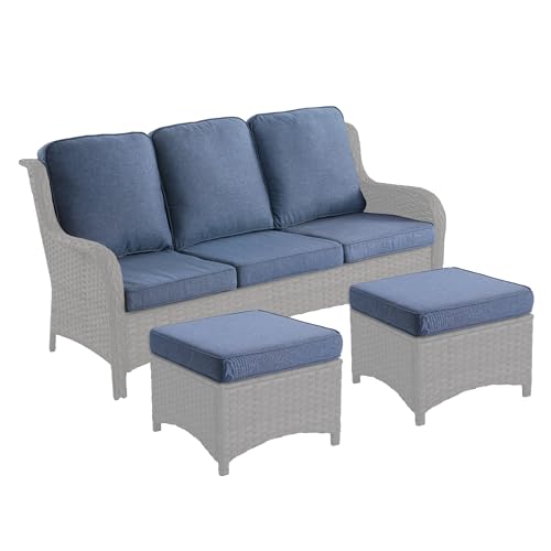 ovios Patio Cushion Covers, Waterproof Cushion Cover for Outdoor Furniture, Sofa, Couch, Ottoman Seat Back Cushion Cover with Zipper (8 Covers, Denim Blue)
