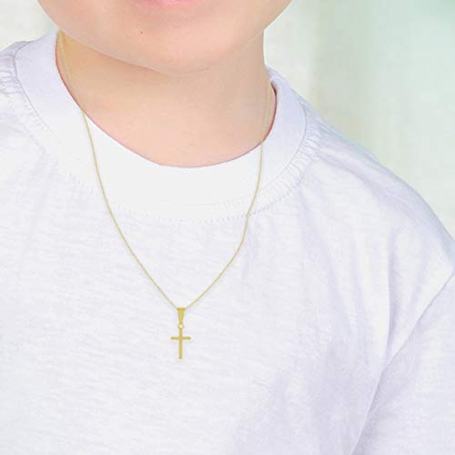 925 Sterling Silver 16" Unisex Small Cross Necklace Pendant for Infants & Toddlers - Petite Polished Cross Shape Jewelry for Little Girls & Boys - Religious Necklaces for Children's Daily Accessory3