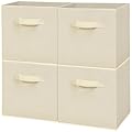 Easi Storage Cubes, 11 Inch Fabric Storage Bins, Set of 4, Foldable Collapsible Cube Organizer with Handles, Closet Shelves Office Nursery Storage, Cubby Storage Bins for Toys Clothes Books, Beige