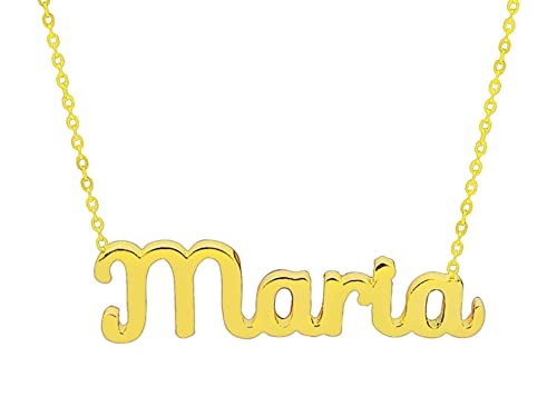 Only faith Collar para mujer con nombre personalizado Acero inoxidable con caja de regalo original Cadena colgante joya personalizada especial para amigas, novios (María -Dorado)