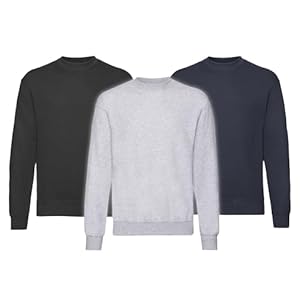 Fruit of the Loom Herren Classic Set In Sweat, 3 Pack Sweatshirt, Mehrfarbig (Black/Heather Grey/Deep Navy 26), X-Large (3er Pack)