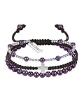 CrystalTears Amethyst Crystal Bracelet for Women Healing Crystal Gemstone Beaded Cross Bracelets Adjustable Triple Layered Stone Bracelet Crystals Jewellry Gifts for Women Mum Birthday Christmas