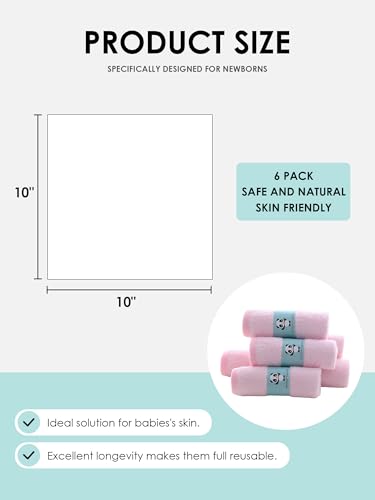 image for HIPHOP PANDA Baby Washcloths, Rayon Made from Bamboo - 2 Layer Ultra S