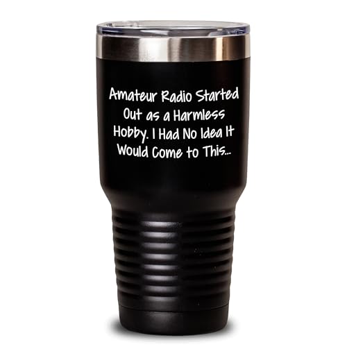 Generic Amateur Radio Tumbler Gifts for Father's Day. Sarcastic Radio Ham Gifts for Dad Who Enjoys Hamming It Up, DXing and Contesting, 30oz, Black