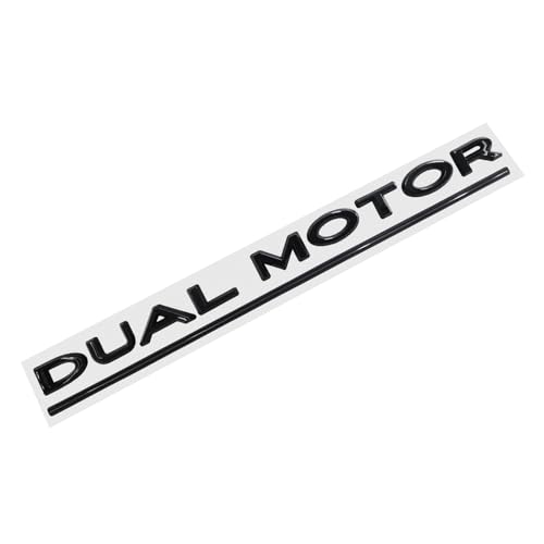 Image of Dual Motor Emblem Badge Sticker Plaid Decor Compatible with Tesla Model 3 Y X S Accessories (Glossy Black-Black Line)