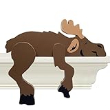 Woodland Nursery Decor for Baby, Moose Decoration, Wooden Wilderness Sleeping Moose, Safari Forest Decor for Classroom Bedroom Nursery Room Shelf (Moose)