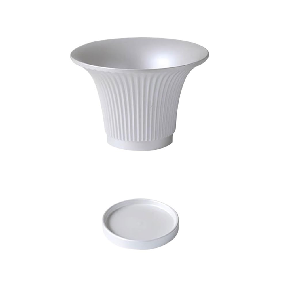 Sadzarki do kwiatów Doniczka o okrągłej fakturze w paski, z otworem drenażowym i spodkami Tace Ceramiczna doniczka, do pokoju balkonowego Pojemnik na rośliny biurowe (3 kolory)
