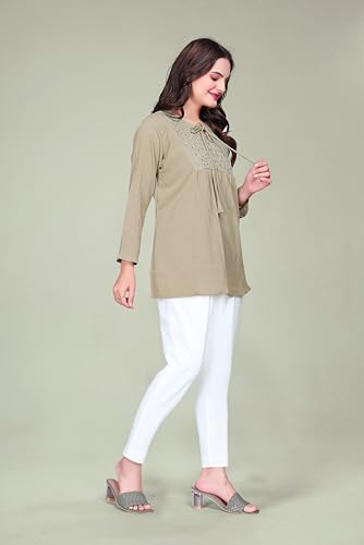 Image of Women's Tunics - Stylish & Comfortable Kurti for Women | Elegant 3 /4 Sleeve Designer Tunic Tops for Women | Indian Ethnic Short Kurti for Casual, Festive